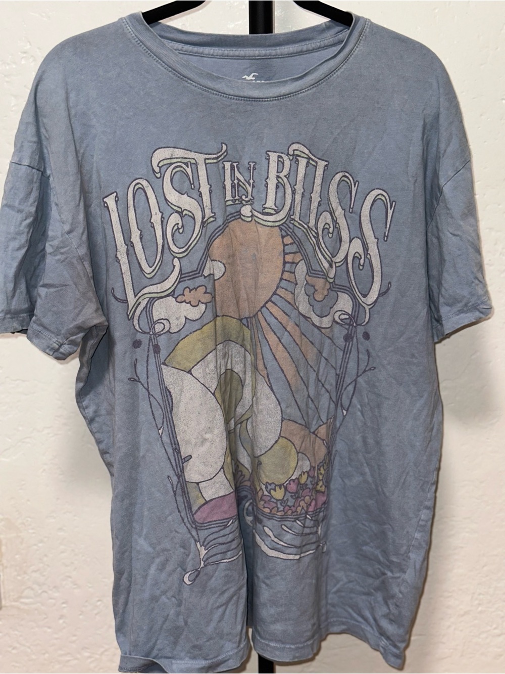 Hollister Light Blue Graphic Cotton Tee